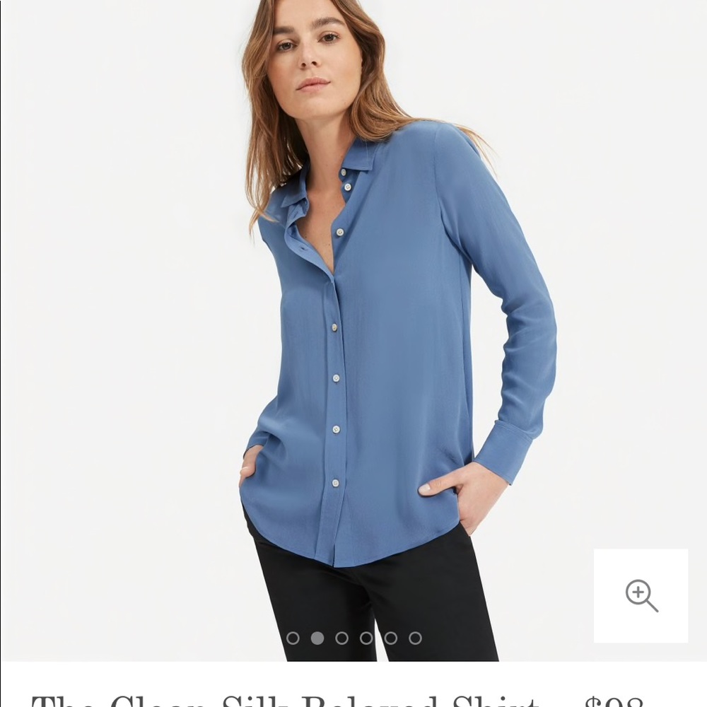 Everlane clean silk relaxed shirt, French blue